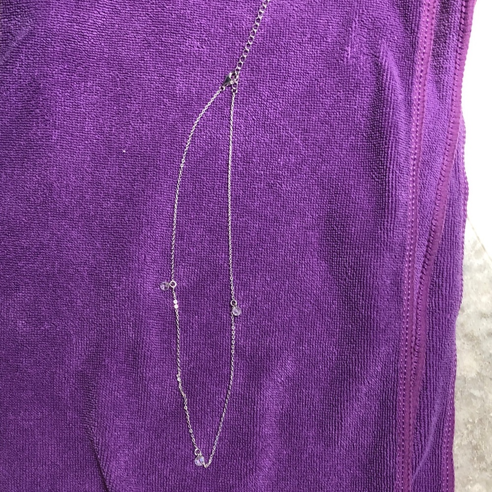 Dainty &  Elegant Silver Necklace with 3 hanging stones